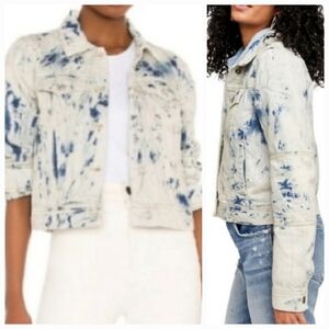 Free People Rumors Jones Tie Dye Blue Denim Jacket Medium